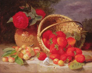 Stilleben med kurv med jordbær og kirsebær, 1898