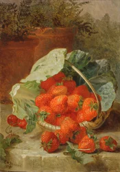 Jordbær i et kålblad, 1891