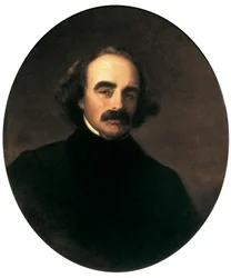 Portræt af den amerikanske forfatter Nathaniel Hawthorne (1804-1864) Maleri af Emanuel Gottlieb Leutze (1816-1868)
