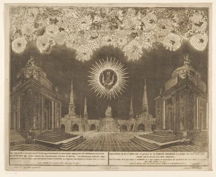 Vuurwerk in Moskou bij de viering van het einde van de Russisch-Turkse Oorlog, 1775 (akt IV) Repræsentation af fyrværkeri, affyret i nærværelse af Hans kejserlige majestæt i anledning af fejringen af ​​freden indgået mellem Rusland og den osmanniske porte 
