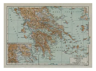 Kort over det antikke Grækenland, ca. 1910