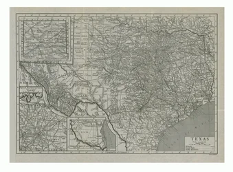 Kort over Texas, USA, c1910