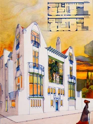House Design, ca. 1905-6 (akvarel og pen på papir)