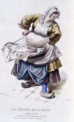 Komplet værk af Beaumarchais (1732-1799) af Edouard Fournier. tegning af Emile Bayard. Ed. Laplace, Sanchez et Cie, Paris 1876. Dette er Mother Chaplu i "The Deputies of the Hall"