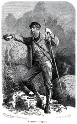 Portræt af en engelsk turist af Émile Bayard - turisme i det 19. århundrede - illustration fra bogen "Folkenes skikke og karakterer", udgave fra 1884