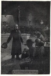 Champmathieu-sagen: Monsieur Madeleine afslører sin sande identitet i retssagen mod en fattig mand, Champmathieu, hans look-alike, for at undgå, at han bliver dømt i hans sted "" Je suis Jean Valjean""" - Illustration af Emile Bayard (1837- 1891) for "" Le