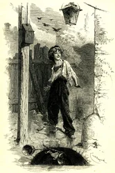 Victor Hugo: De elendige. Gavroche, en dreng fra Paris. Illustration af Émile Bayard.