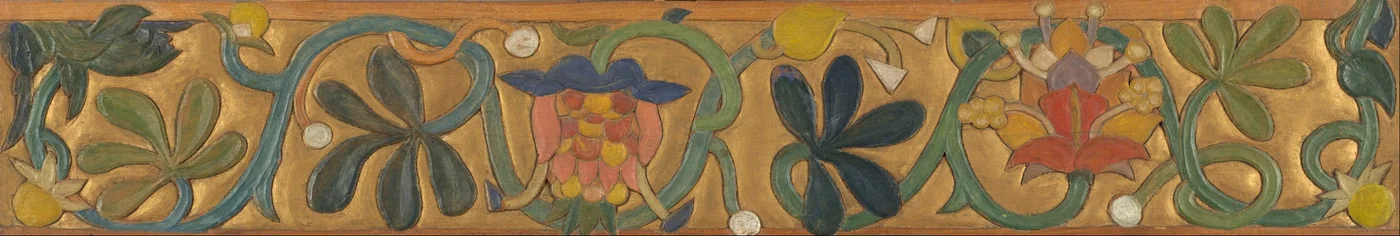 Tavle dekoreret med stængler og blomster