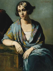 Portræt af en ung kvinde, der læner sig op ad sin albue; Portræt af en ung pige, lænet, 1928