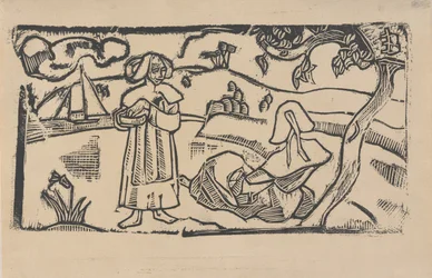 To bretonske kvinder, ca. 1891 (træbloktryk)