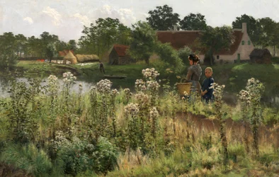 The River Lys at Astene, ca. 1885 (olie på lærred)