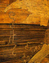 Sofabord i jugendstil, af Emile Galle (1846-1904), detalje med Galles signatur, Frankrig, 20. århundrede