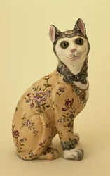 Figur af en kat (tinglaseret lertøj)
