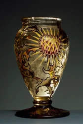 Vase af røget glas med emaljedekorationer, ca. 1890, af Émile Gallé, Nancy, Frankrig