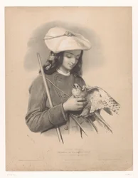 Hyrde fra Pyrenæerne med en falk i hænderne Pâtre des Pyrenees (Ossun) (titel på objekt) Studier af udvalgte kunstnere (serietitel) Etudes choisies (serietitel på objekt)