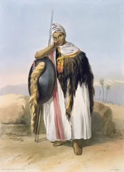 Kriger fra Amhara, Etiopien, illustration fra The Valley of the Nile, stukket af Adolphe Rouergue (1810-efter 1870), udgivet af Lemercier, 1848