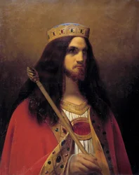 Portræt af Childerik III, konge af Neustrien, Austrasien, Burgund og frankerne (død 754). Maleri af Émile Signol (1804-1892), 1825-1850. Mål: 0.92 x 0.74 m. Versailles, slotsmuseum