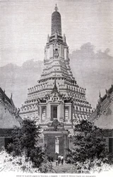 Portal til den store Wat-Chan Pagoda, Bangkok. Tegning af Thérond.