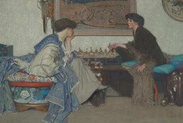 The Chess Game (olie på lærred)