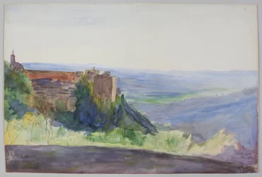 Alhambra, ca. 1900. Blyant og akvarel