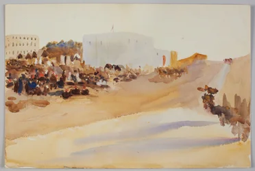 Tanger, ca. 1900. Blyant og akvarel