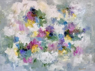 Livligt blomstermotiv i abstrakt stil
