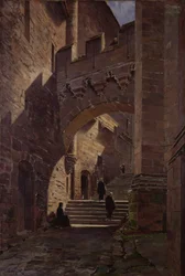 Mont Saint-Michel, befæstet port i klosteret, 1881