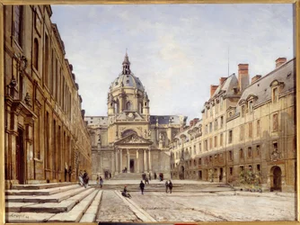 Retten i den gamle Sorbonne i Paris. Maleri af Emmanuel Lansyer (1835-1893)