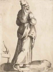 Kostumeplatte: Bondekvinde fra Spanien, ca. 1555-58.
