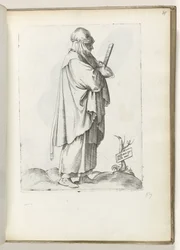 Spansk landkvinde (titel på objekt) Vrouw til højre, klædt i spanske tøj ca. 1550 The Attitudes of different Nations of Our Age (serietitel)