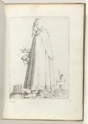 Spansk (titel på objekt) Oude man, naar links, i spanske tøj. ca. 1550 The Attitudes of different Nations of Our Age (serietitel)