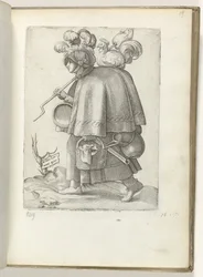 Tysk soldats kone (titel på objektet) tysk soldatenvrouw, klædt i henhold til mode fra ca. 1550 Vores tids forskellige nationers holdning