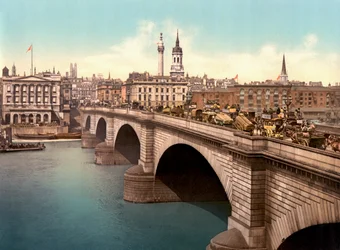 London Bridge, der spænder over Themsen (håndfarvet foto)