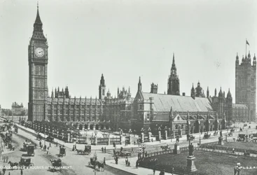 Parliament Square, Westminster LB: ser mod øst til Big Ben og Houses of Parliament, 1895