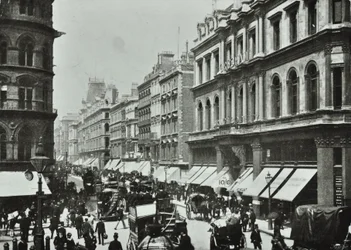 Fjerkræ, der ser mod vest til Cheapside, City of London, 1890
