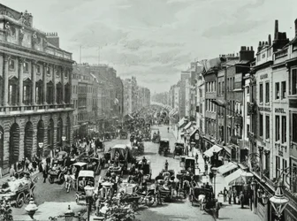Somerset House, Strand, Westminster LB: ser mod vest fra Saint Mary-le-Strand, 1895