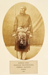 Sumner Khan, Ranghur Mahomedans, tidligere Rajputs, Hisar, fra The People of India, af J. Forbes Watson, udgivet 1868 (albummetryk)