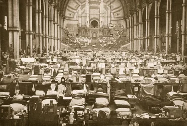 Sovehallen, Alexandra Palace, illustration fra tyske fanger i Storbritannien (fotogravure)