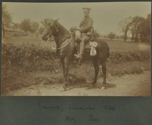 Trompetist fra Leicestershire Royal Horse Artillery ved en træningslejr i Diss, 1914