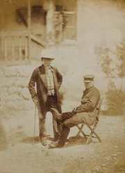 Viscount Gough og general Sir W. Codrington i hovedkvarteret i Sebastopol (sepia-foto)