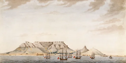 En britisk flåde i Table Bay, ca. 1780