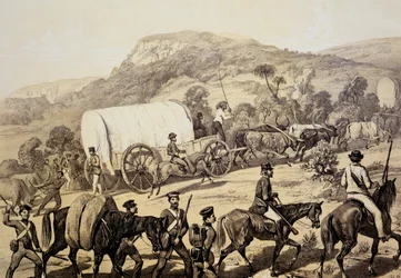 En konvoj af vogne fra scener i Kafirland og hændelser i Kafir-krigen 1851-53