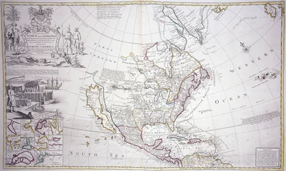 Et dobbeltsidet kort over Nordamerika, ca. 1708-20