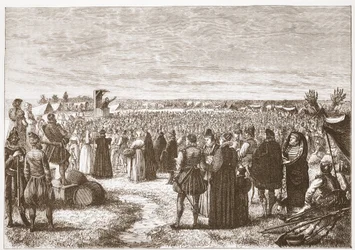 A Field-preaching near Gent, illustration fra The History of Protestantism af James Aitken Wylie (1808-1890), pub. 1878