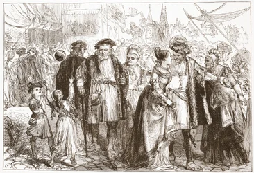 A Gala-Day in Nürnberg: Time, Sixteenth Century, illustration fra The History of Protestantism af James Aitken Wylie (1808-1890), pub. 1878