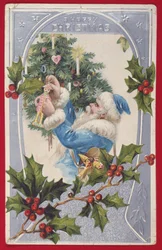 "A Happy Christmas", victoriansk kort (chromolitho)