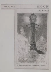 Et fyrtårn - ikke professor Tyndall, fra Moonshine, offentliggjort 20. december 1884 (trægravering)
