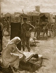 En lægestation, der beskæftiger sig med sårede soldater, 1914-19
