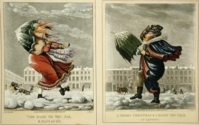 En glædelig jul og et godt nytår i London: And the Same to You, Sir, and Many of Em, graveret af G. Hunt, 1827