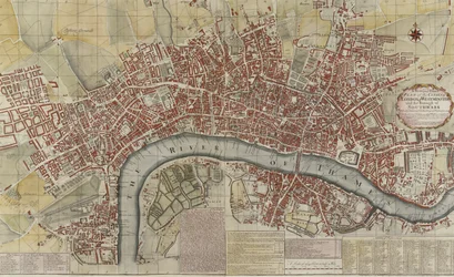 En ny og nøjagtig plan for byerne London og Westminster og bydelen Southwark, 1725